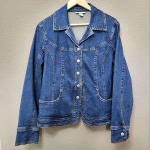 Dress Barn Women Denim Jean Jacket Size XL with Clip Pockets